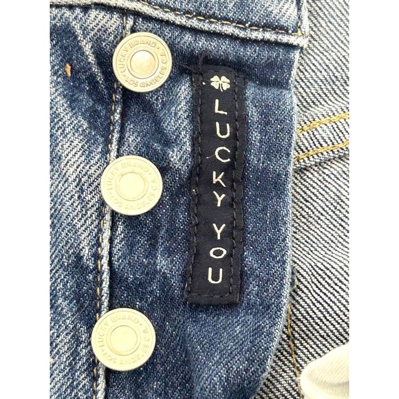 Lucky Brand Women’s Jeans High Rise Mom Jean Drew Ankle 0/25 Blue Distressed But - Picture 14 of 16